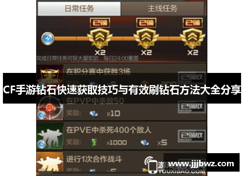 CF手游钻石快速获取技巧与有效刷钻石方法大全分享